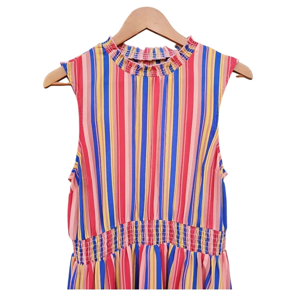 Modcloth Savor The Occasion Multicolor Striped Middi Dress Size L - Picture 2 of 11